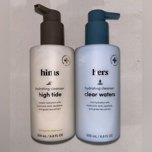 hims & hers Hydrating Cleansers - High Tide (Cream) & Clear Waters (Light Blue)